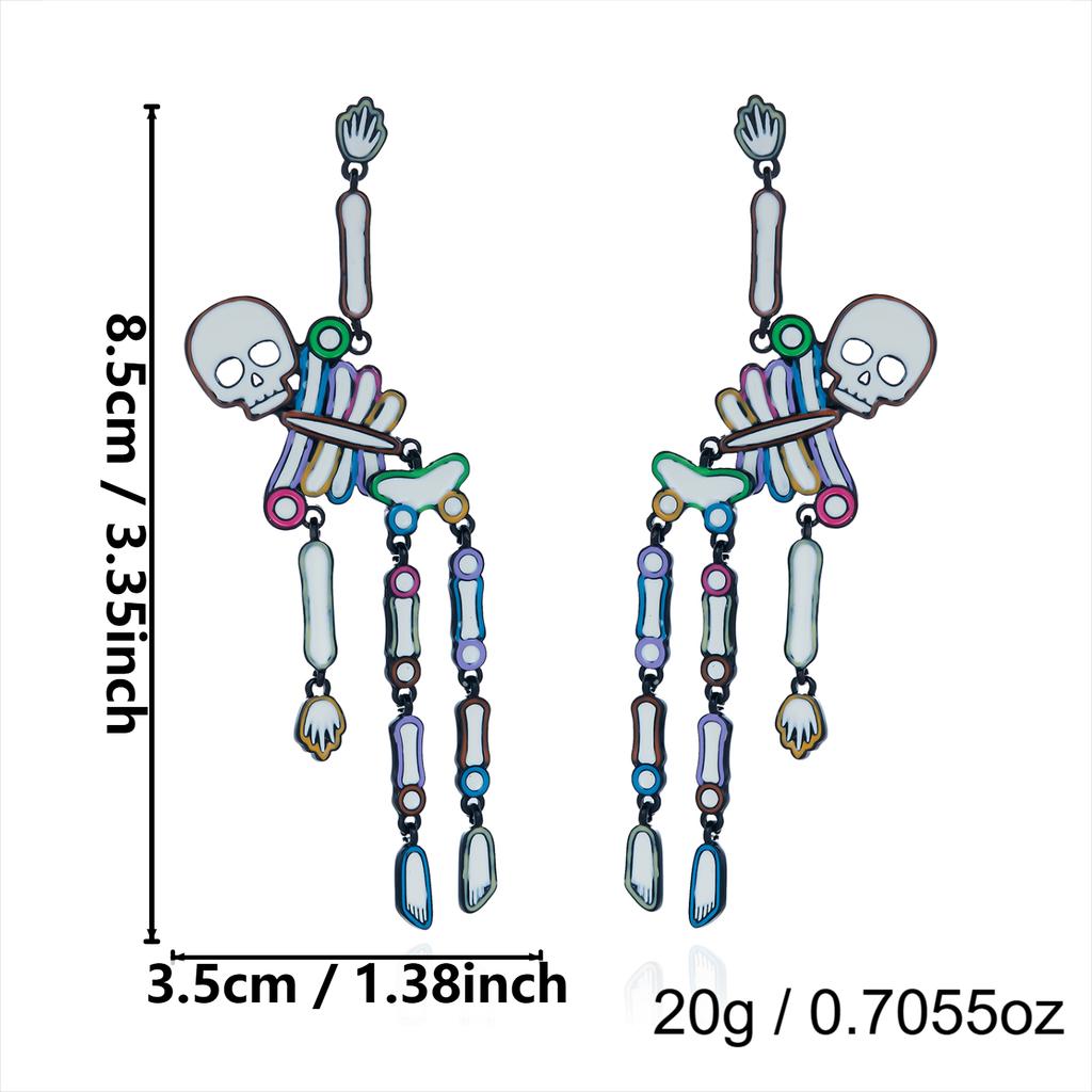 Edgy Skeleton Enamel Convertible Earrings for Women Halloween Statement Earrings Cosplay Night Out Jewelry Gifts