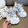 Женские повседневные кроссовки 2024 года, весна и осень, новый стиль, толстая подошва, противоскользящая, модная, сетчатая, дышащая, спортивная обувь для бега