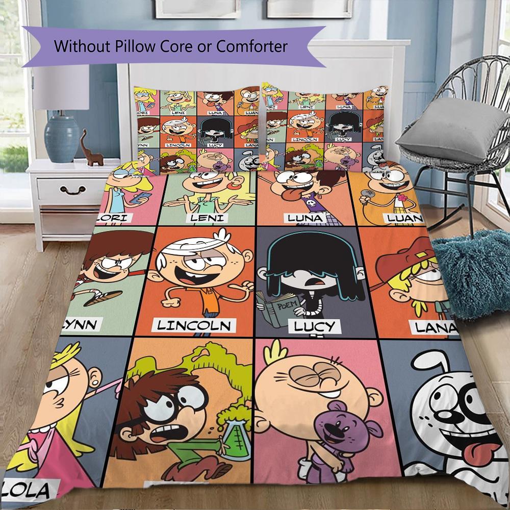 The Loud House character print Pattern Bedding,Quilt Set Quilt Cover Pillowcase Home Birthday Gift (1*duvet cover+2*pillowcase,without core)XSJT091704