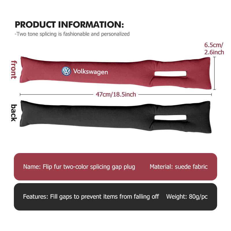 Hub Caps 2pcs Two-color Patchwork Suede Material Car Seat Gap Filler For Volkswagen VW Golf 4 5 6 7 Polo Jetta Sagitar Magotan P
