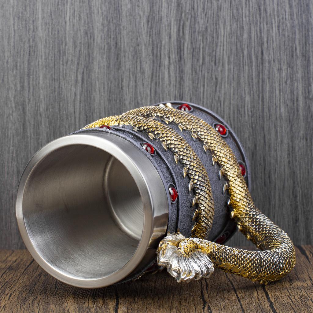 Mighty Asian Dragon Mug Tankard 304 Stainless Steel Resin 3D Retro Beer Tankard Stein Cup Mugs BEST Birthday Gift 600ml 20oz