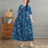 DIMANAF Women 2025 Summer Plus Size Vintage Dress Loose Casual Dress Basic Floral Printing Short Sleeve Long Dress