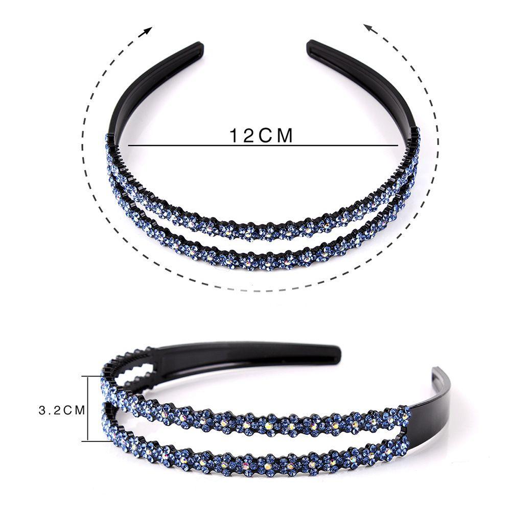 Accessories Full Rhinestone Rhinestone Double Row Anti-slip Headband Head Hoop Headwear Hair Band