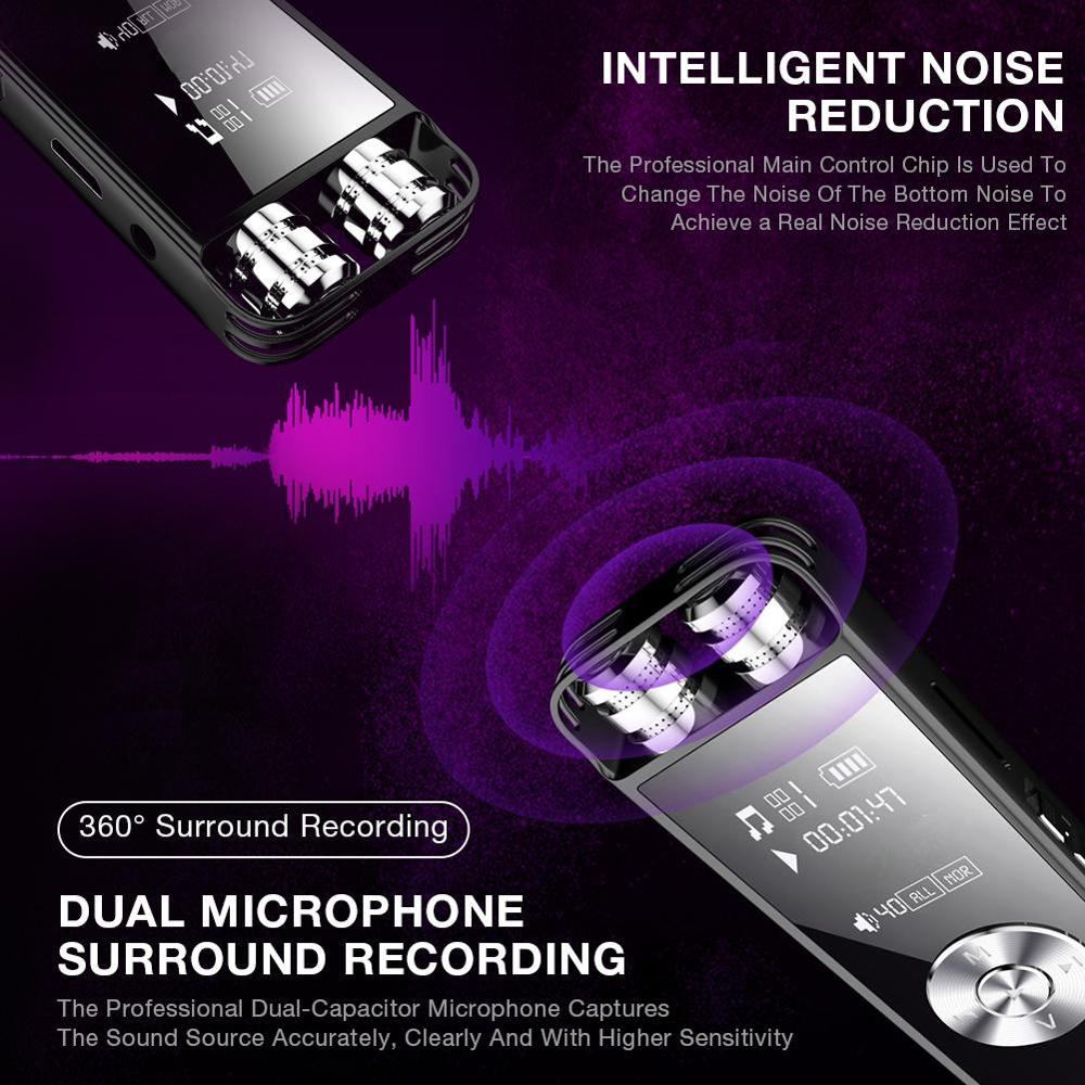 32 ГБ Ручка Диктофон 100 часов 8 ГБ 16 ГБ Цифровая запись Двойной микрофон Звук Аудио Диктофон Су Tf Карта для лекций Mp3-плеер