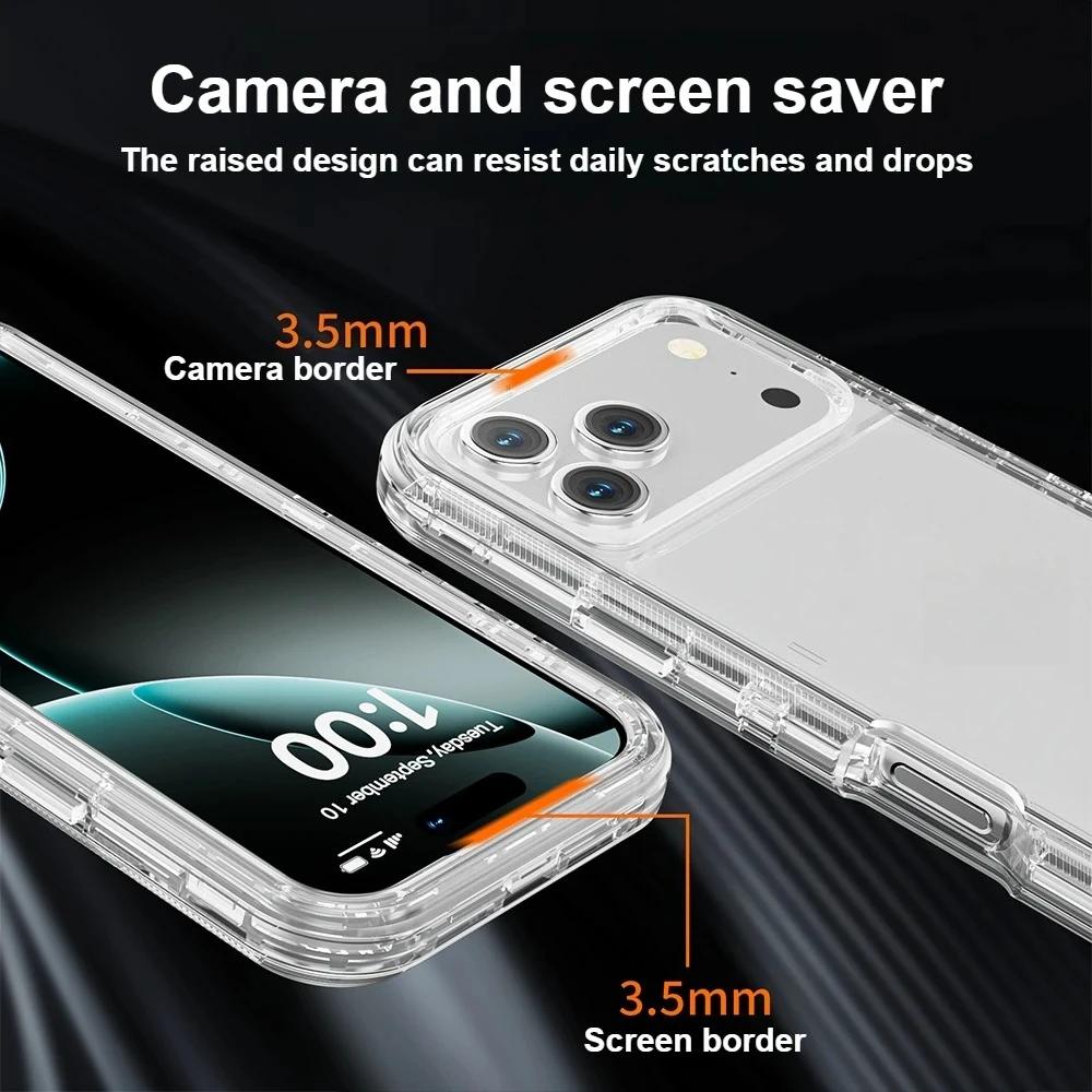 Heavy Military Armor Clear PC+TPU Case For IPhone 17 Pro Max Air 16E 15 14 13 12 11 Plus OTT-Box Enhanced Anti-Drop Rugged Cover