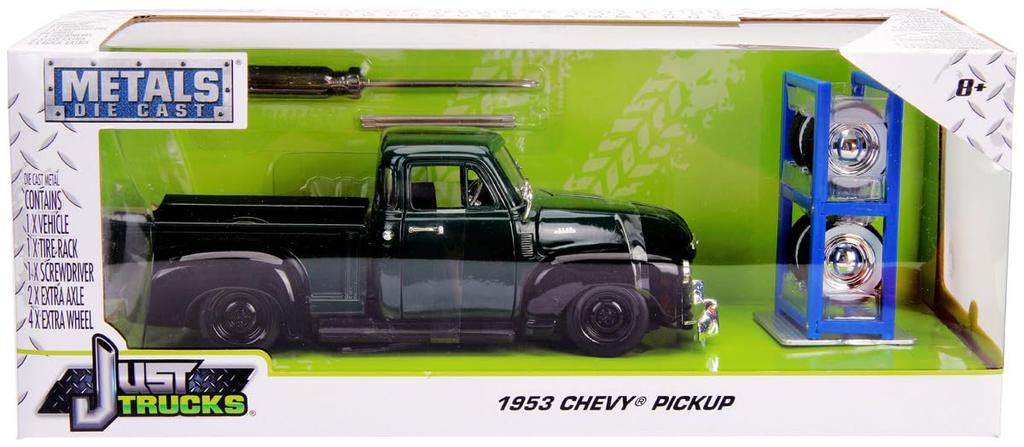 Jada Toys JUST TRACKS Series 1/24 Scale 1953 Chevy Pickup, Dark Green/Black, Finished
