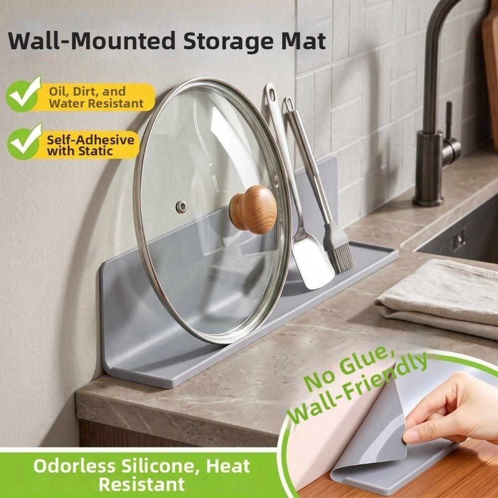 Silicone Pot Lid Storage Rack Anti-slip Heat-Resistant Tableware Drying Mat Oil-proof Anti-fouling Stovetop Gap Drainer Mat