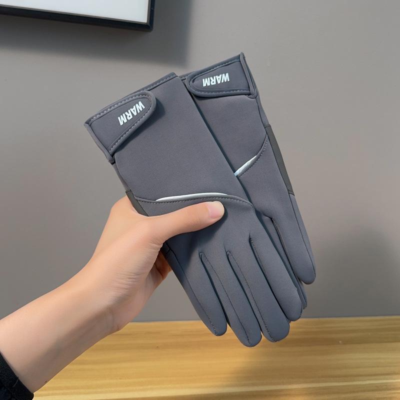 Зимние спортивные теплые водонепроницаемые бархатные ветрозащитные холодостойкие нескользящие перчатки с сенсорным экраном