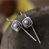 Personality Retro Geometric White Pearl Earrings Fashion Long Ear Hook Earrings