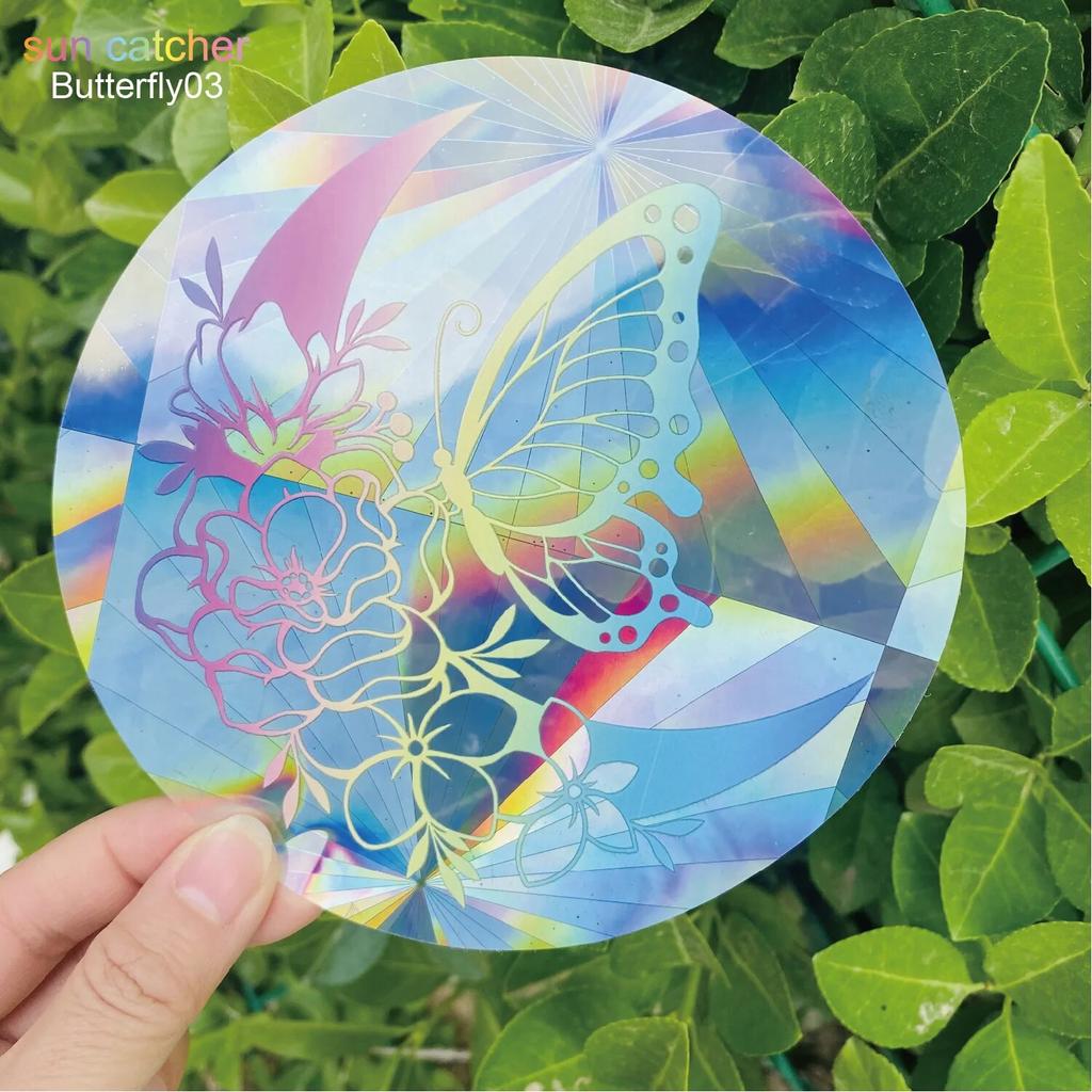 Красочная наклейка на окно, Ловец Солнца, радужная призма, бабочка, статическая стеклянная наклейка, ПВХ, противоударное стекло, домашний декор