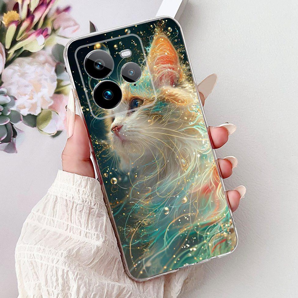 Чехол-крышка для Realme GT 7 Pro, прозрачный, милый мультяшный кот, модный, крутой, мягкий ТПУ корпус для телефона Realme GT 7 Pro RMX5010 RMX5011