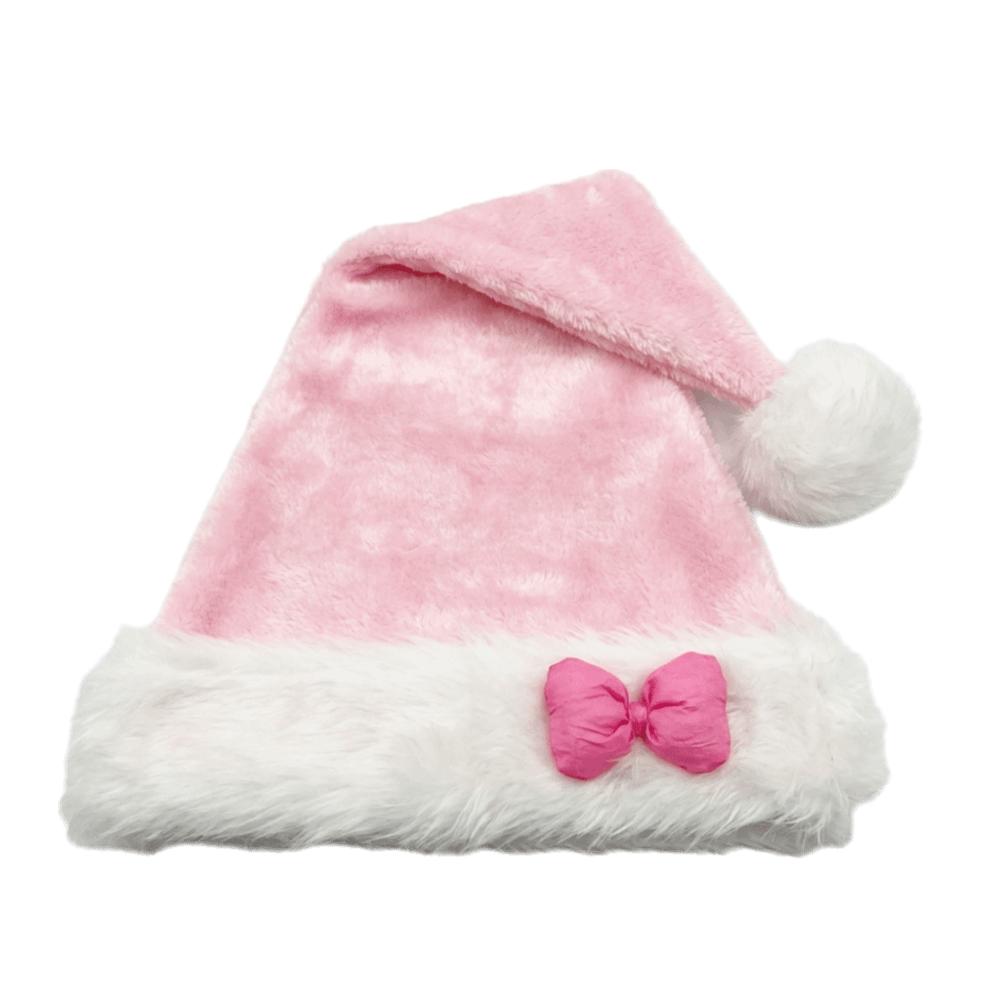 Star Pattern Pink Bow Santa Hat Fluffy Plush Hat New Christmas Hat Holiday