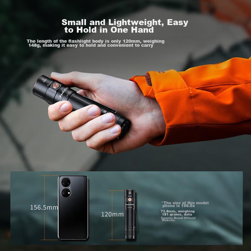 FENIX E35R Black High-Intensity Flashlight, Long-Range Outdoor Illumination for Patrol And Commuting at Night