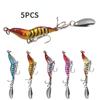 5 шт., длинная металлическая приманка для креветок с полной атакой, VIB, крючок с прорезью для крови, вращающаяся приманка с блестками, имитация приманки