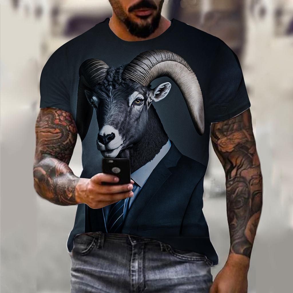 Мужская футболка с костюмом, летняя футболка с короткими рукавами и изображением животных, одежда большого размера с 3D принтом для собак, уличная повседневная футболка для мужчин, одежда