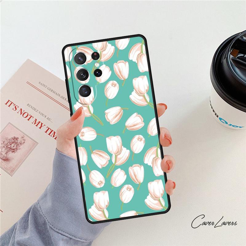Tulip Flower phone case For Samsung Galaxy S24 S25 S23 S22 Ultra Note 10 20 Plus S20 S21 FE Cover