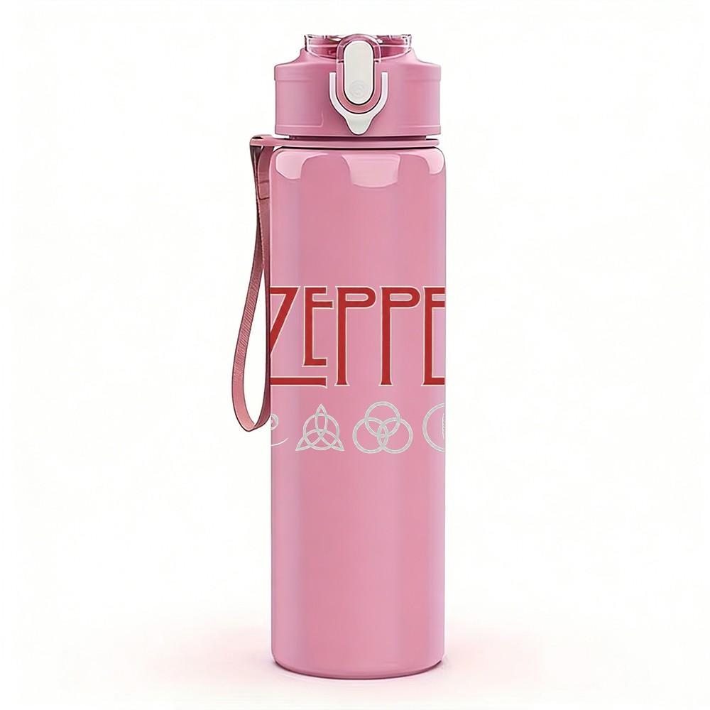 1PC Led Zeppelin Red Text 750ml sports water bottle leakproof straw lid outdoor office home