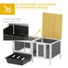 Wooden rabbit hutch with run, ramp, 3 entrances, pull-out tray, 105 x 57.5 x 51.5 cm, grey