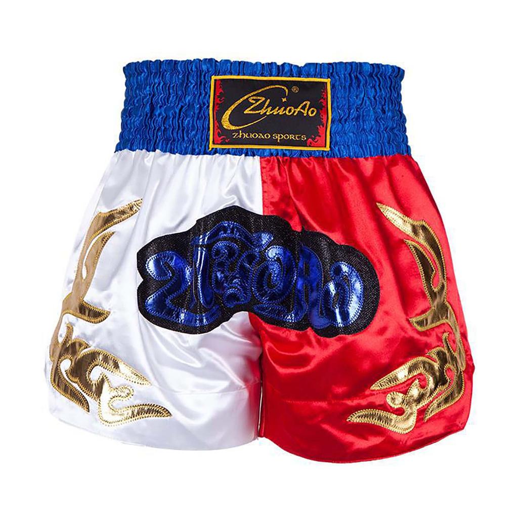 Boys Patchwork Boxing Shorts Color Block Wide Waistband Side Slit Training Trunks