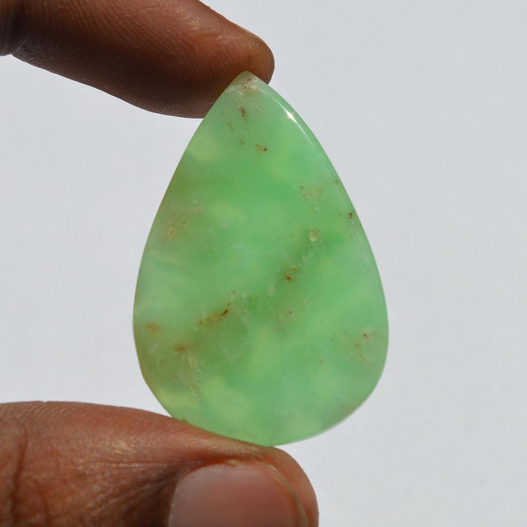 Кабошон из натурального драгоценного камня хризопраз - россыпью полудрагоценный камень 29 карат грушевидной формы 38x25 мм, Jewelry Craft Supply