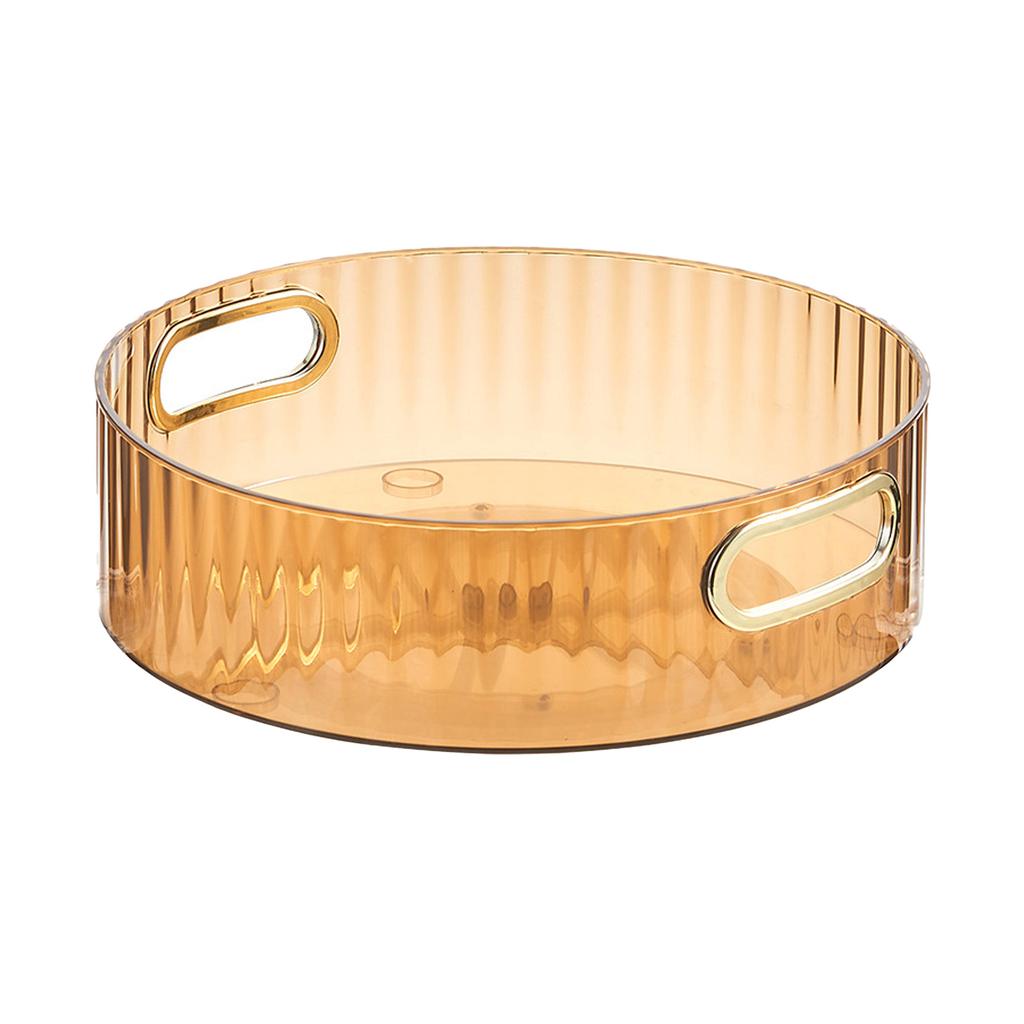 Transparent 360° Rotating Storage Tray Round Fruit Plate Desktop Small Items Jewelry Display Plate Turntable Organizer