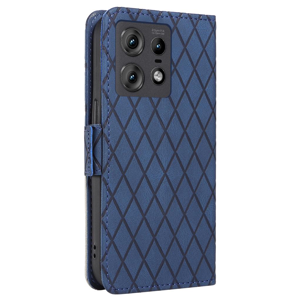 Чехол для Motorola Edge 50 Pro 5G из ромбовидной кожи с эффектом сращивания