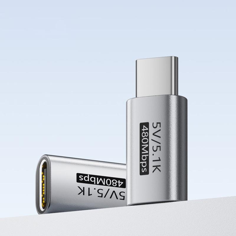 Прочный USB-C адаптер для зарядки 5В Защита от перенапряжения Резистор 5.1K Совместим со всеми смарт-гаджетами Type-C