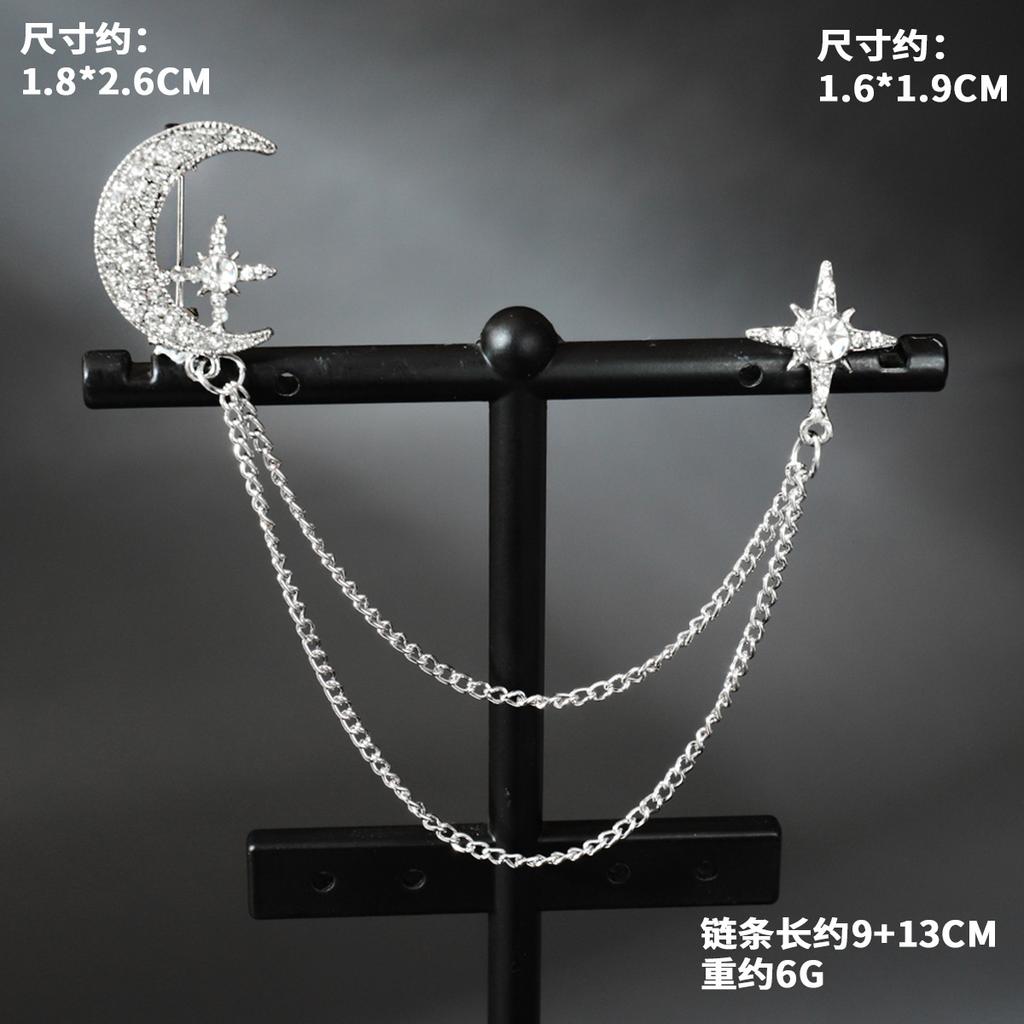 1 шт. Двухслойная металлическая цепочка золотистого тона, брошь в виде креста и звезды, инкрустированная стразами, съемная, модный декор для повседневной носки