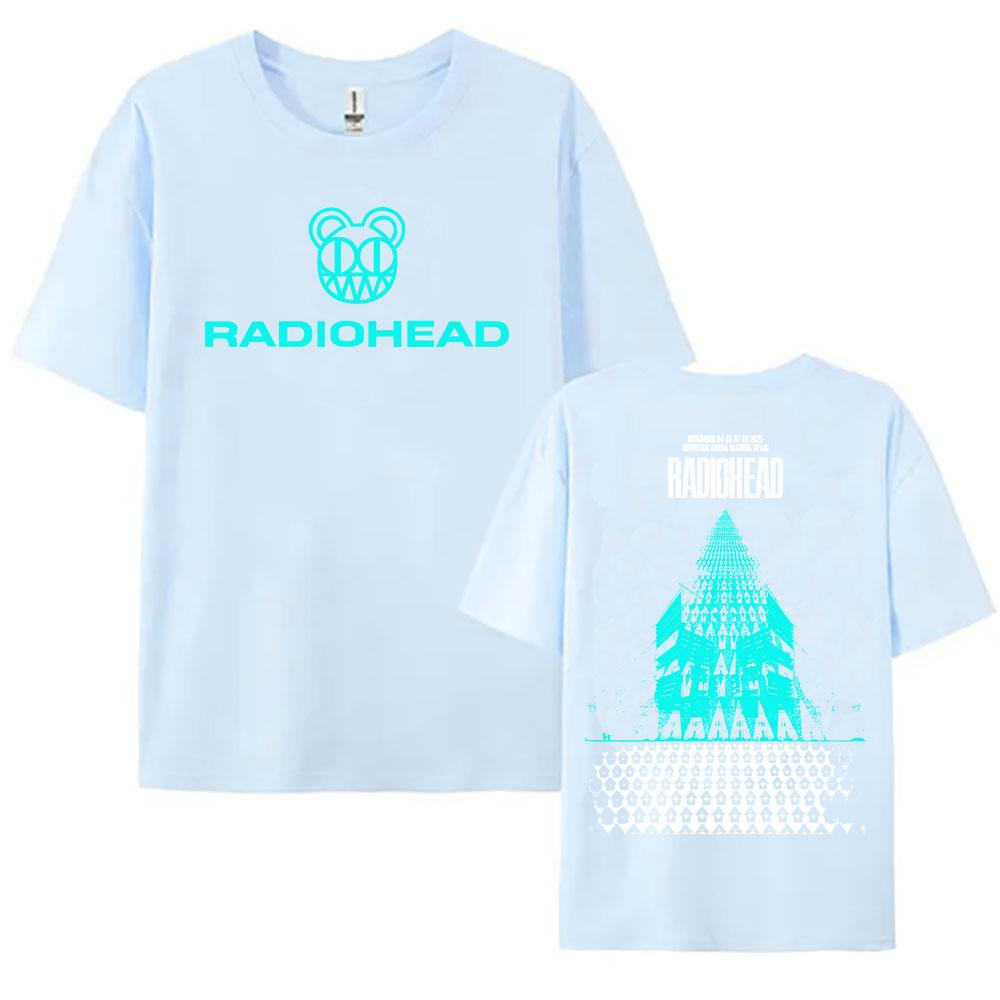 Футболки Rock Band Radiohead Tour 2025 Ноябрь Хлопок Мода Короткий Рукав Женская Футболка Повседневная Круглый Вырез Унисекс Уличная Одежда Футболки