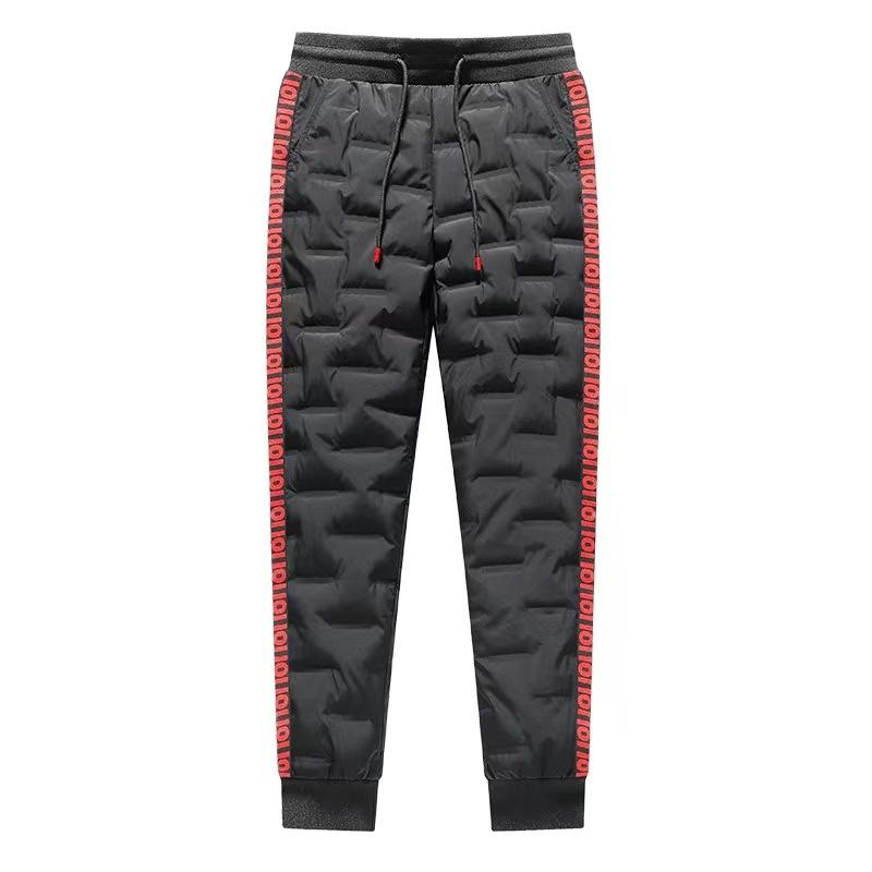 Down Padded Men's Pants Drawstring Warm Padded Sweatpants Loose Jogging Pants Thickened Warm Cotton Pants Thermal Down Trousers