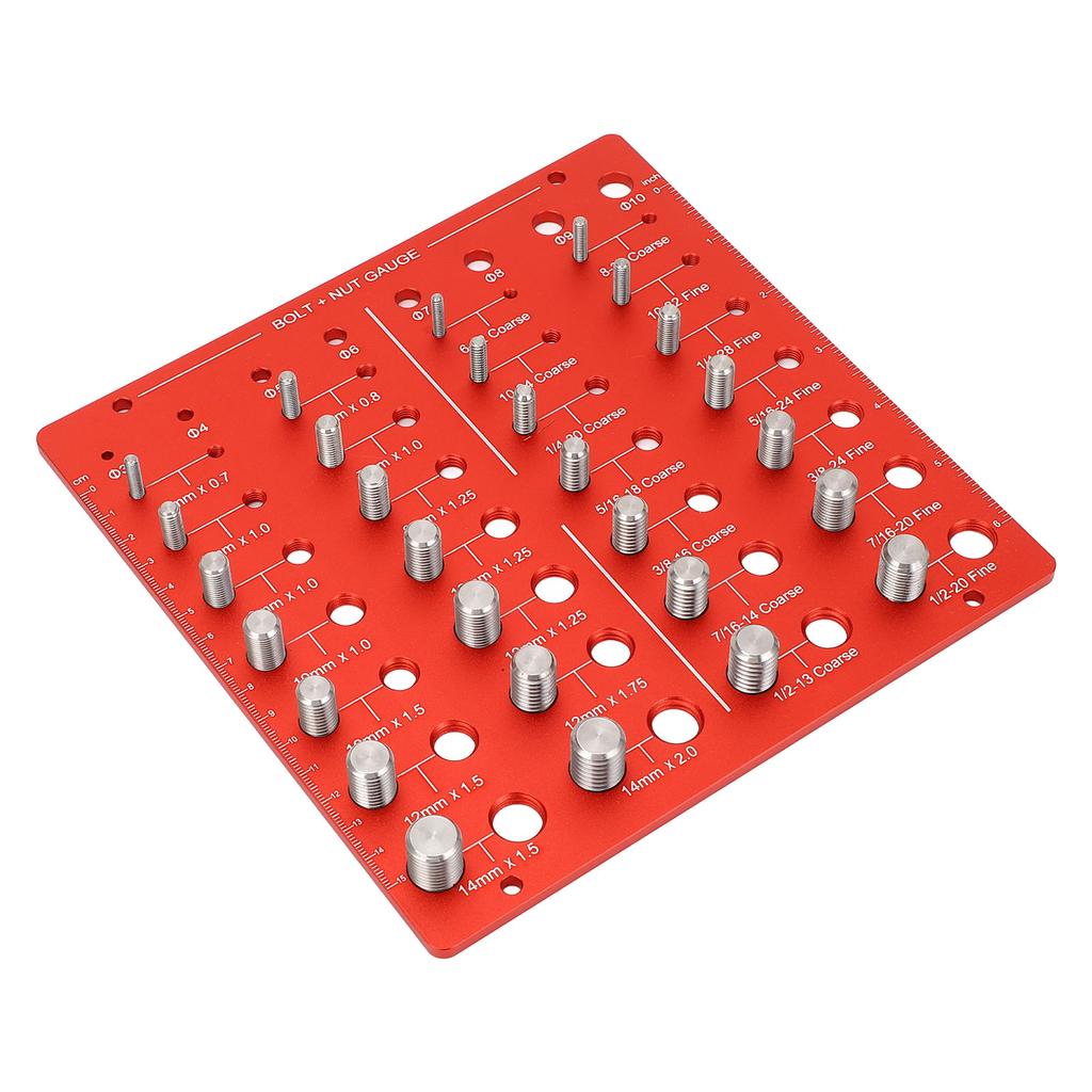 Thread Checker Aluminum Alloy Anodized Surface Metric Standard Sizes Bolt and Nut Identifier Gauge