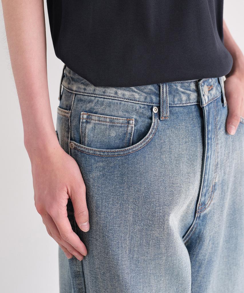 MUSINSA STANDARD Scrub Washed Wide Denim Pants [Light Indigo]