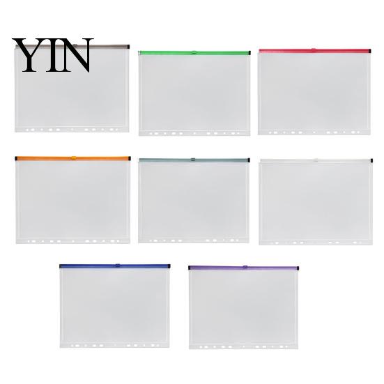 Student Document Holder 8 Pcs A4 A5 B6 A8 Binder Pockets, 6/11 Hole Clear Plastic Zipper Storage Bag Pouch Organizer, Loose Leaf File Folder
