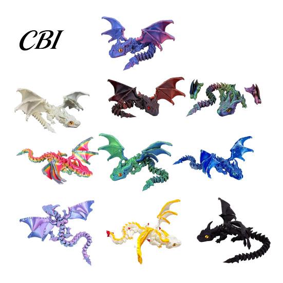 Dragon Sculpture 3D Printed Articulated Figurine with Adjustable Wings and Unique Eyes, Movable Joints for Home Decor Fantasy Gift Lovers Wing Toy