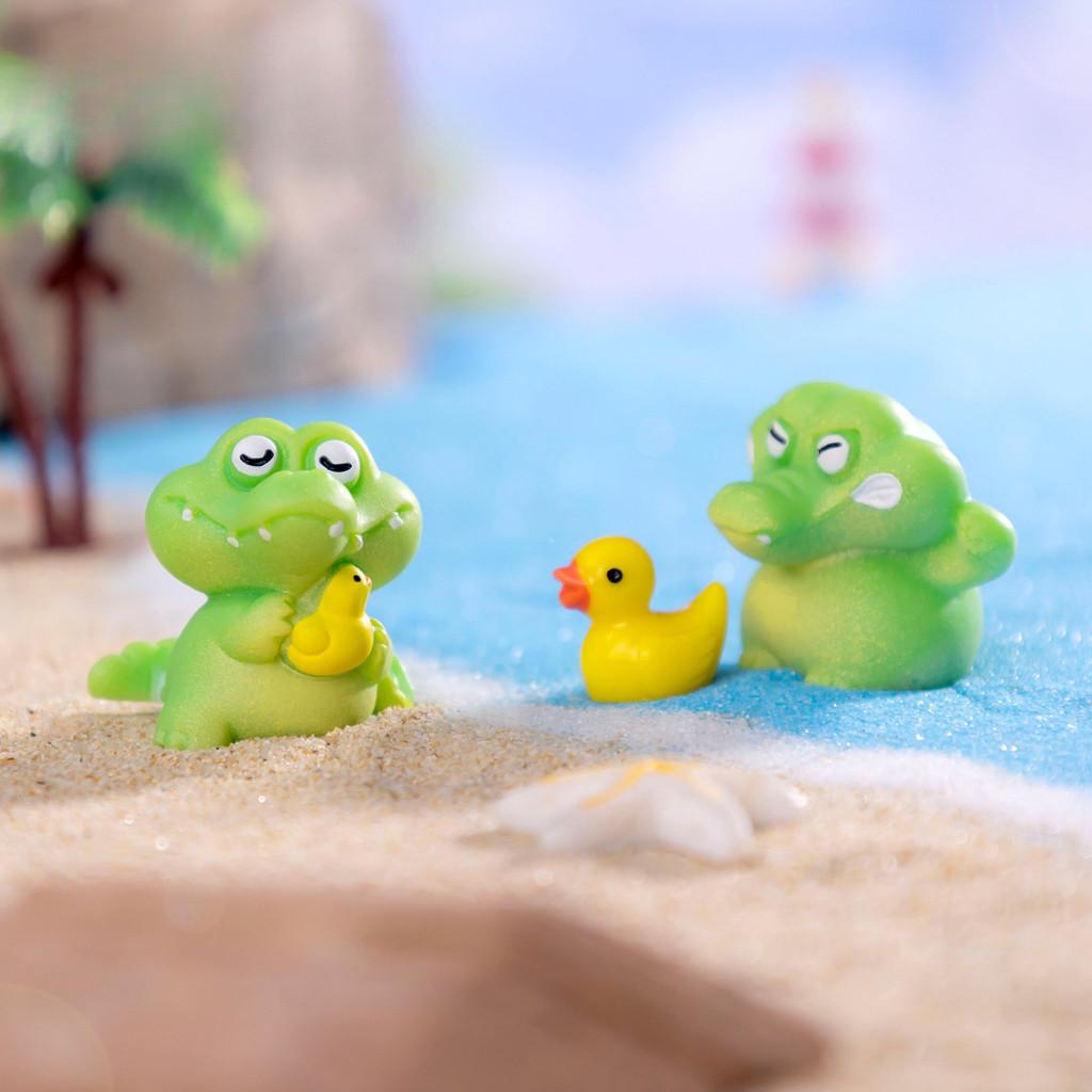 4Pcs/set Cartoon Alligator Animal Miniatures Resin Ornaments Diy Fairy Garden Decoration Micro Landscape