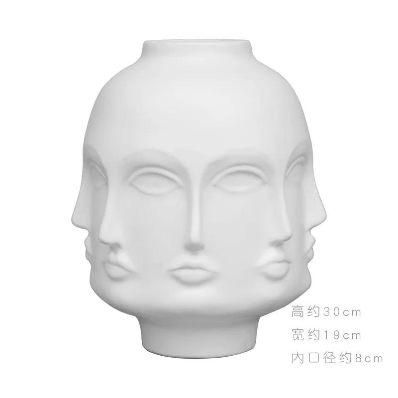 Керамическая ваза Creative Face Floreros Decorativos Moderno Vase Decoration Home Living Room White Flower Vase