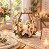 Lantern Wooden Candle Holder Hollow Out Candle Stand Retro Candlestick Holder  Desktop