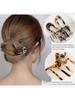 2pcs Leopard Pattern Hairpin Minimalist U Shaped Hair Stick French Style Cellulose Acetate Tortoise Shell Hair Pin Fork Updo Chignon Hair Accessories