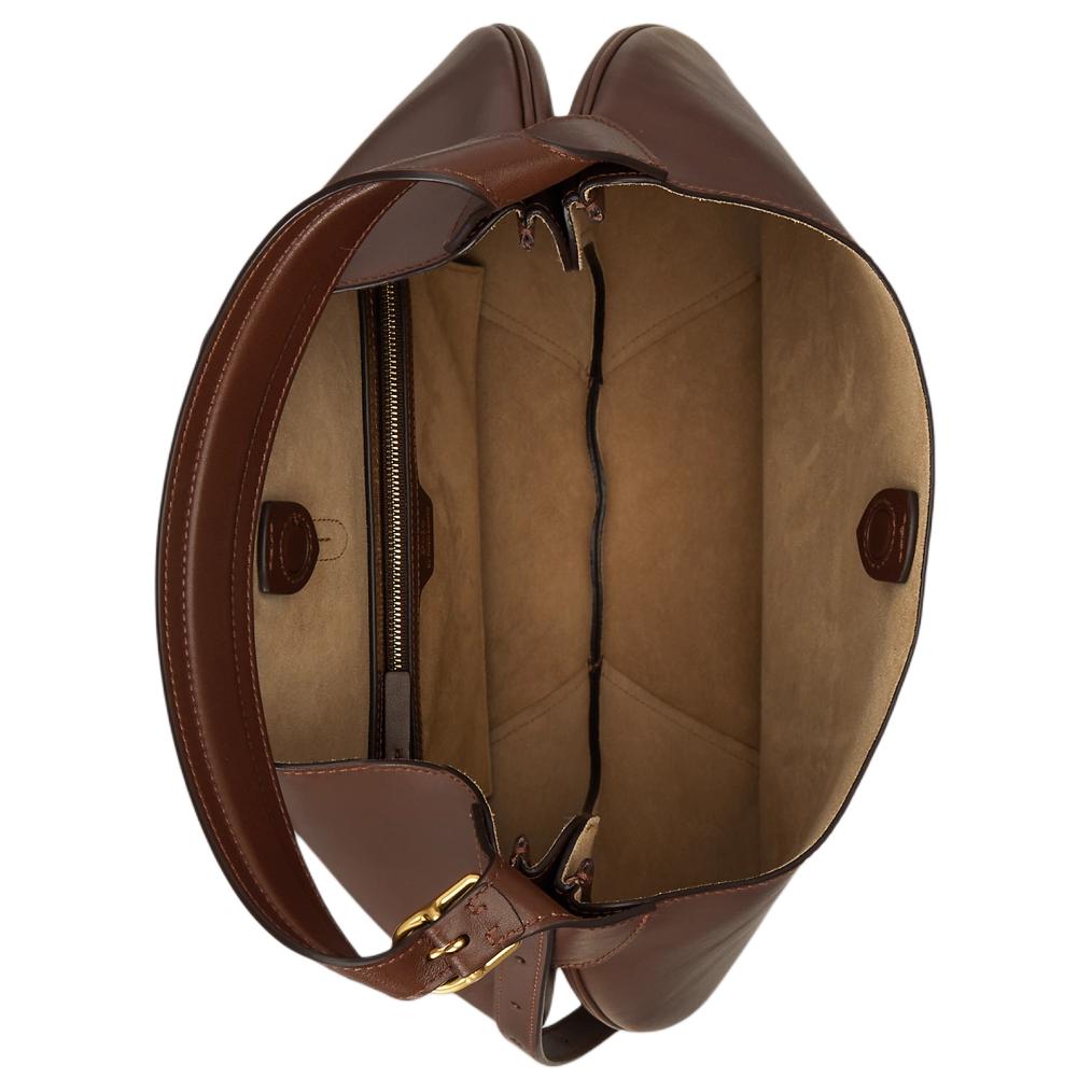 Polo Ralph Lauren Polo ID Brand Logo Leather Shoulder Bag Large Women Shoulder Bag Acorn-Brown WAPOBAG02V20201