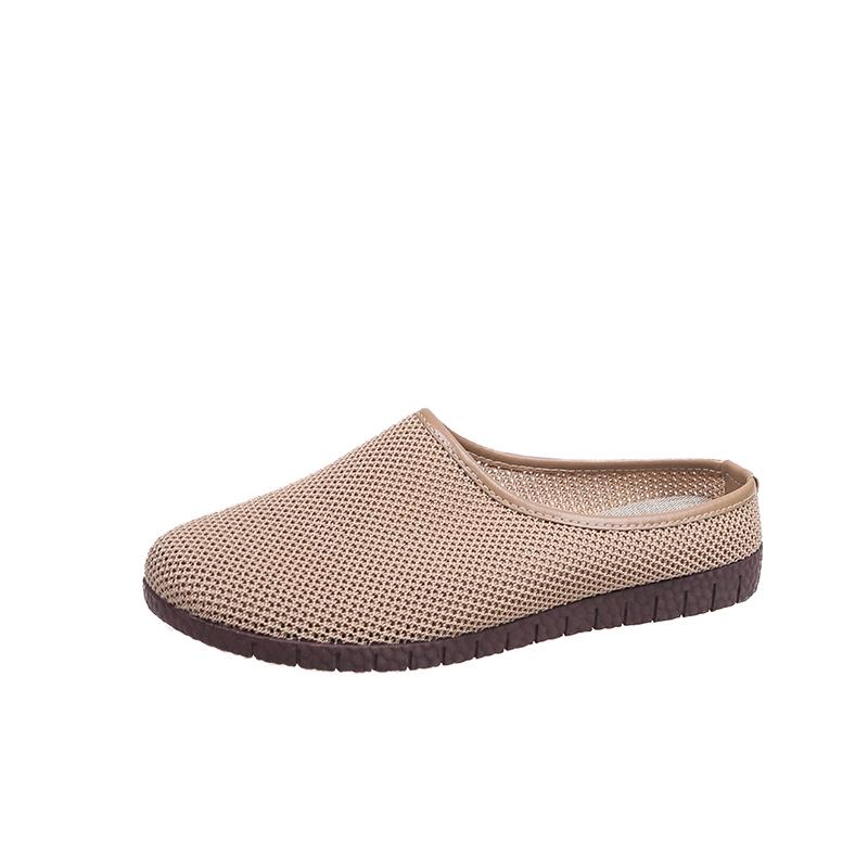 New Women's Summer Baotou Flat Sole Mesh Slippers Rubber Sole Breathable Comfortable Home Slipper Office Slipper Outdoor Slipper