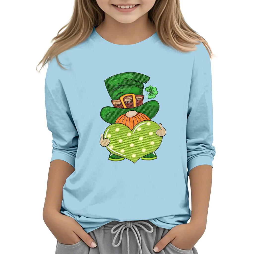 Детская повседневная футболка с принтом в виде воротника с надписью «Св. Патрик» и рукавами длиной 7 минут