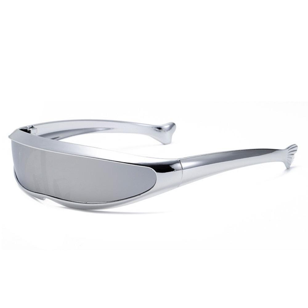 Futuristic Blocking Sunglasses Electroplated Y2K Shades Unique Steampunk Sunglasses  Women