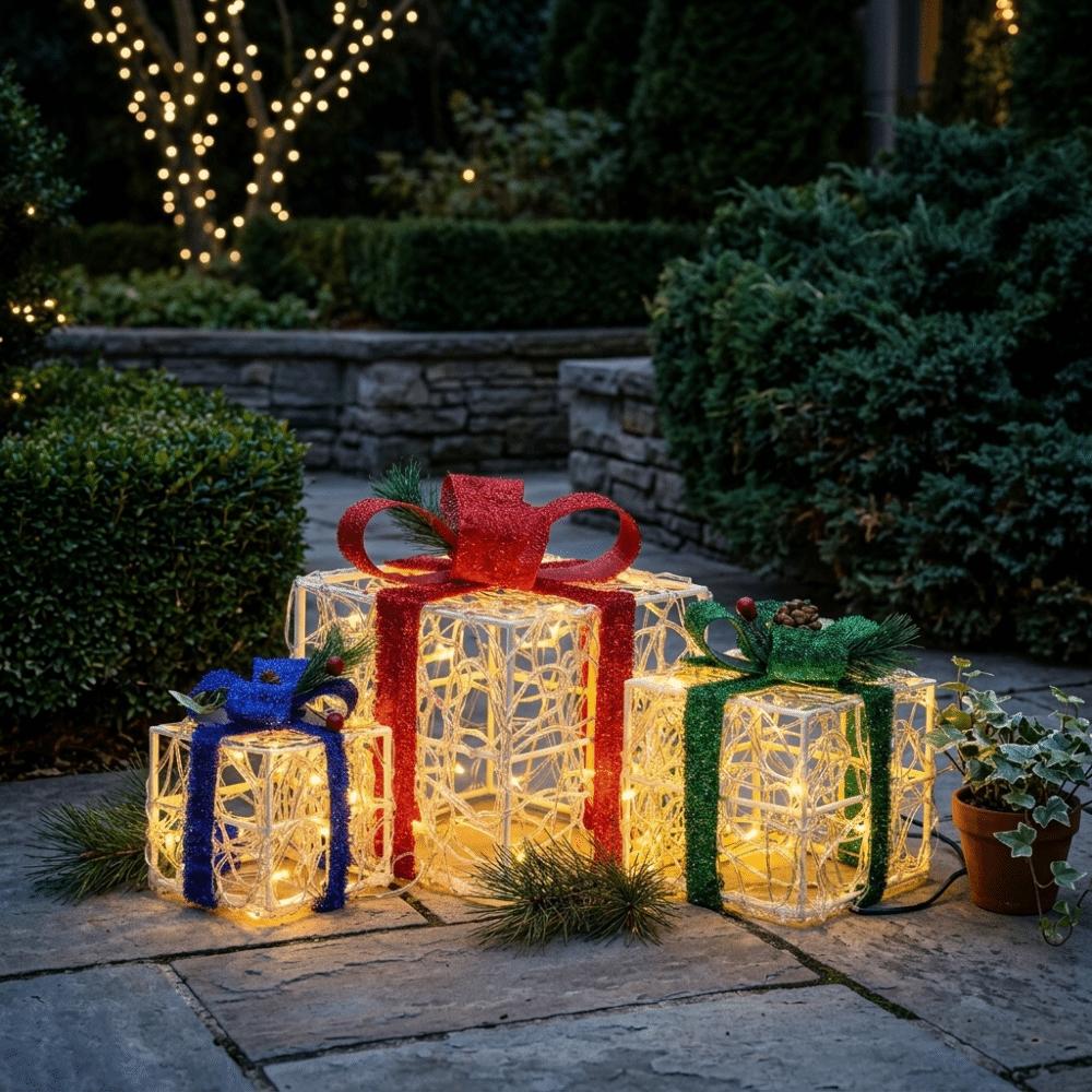 Premium Lightweight Material LED Lighted Christmas Gift Boxes Gift Box String Lights Holiday Decor