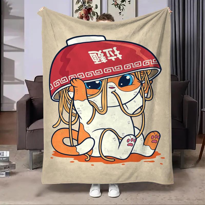 8 Sizes Anime Ramen Printed Blanket Warm Soft and Comfortable Home Travel Blanket Sofa Bedding Cover Blanket Kids Gamer Gift