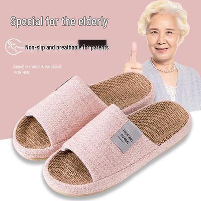 Дышащие хлопково-льняные нескользящие тапочки для мужчин и женщин - всесезонная носка