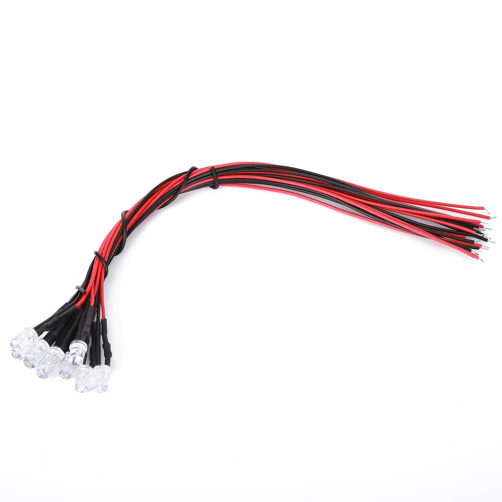 12V Предварительно подключенный светодиод с 5-мм круглой головкой, светодиодная бусина высокой яркости, теплый белый