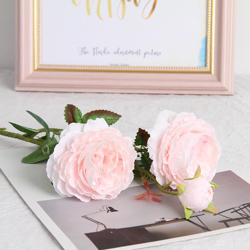 European 3-Head Peony Artificial Flower, Western Rose Design for Home & Wedding Decoration (MW51010)