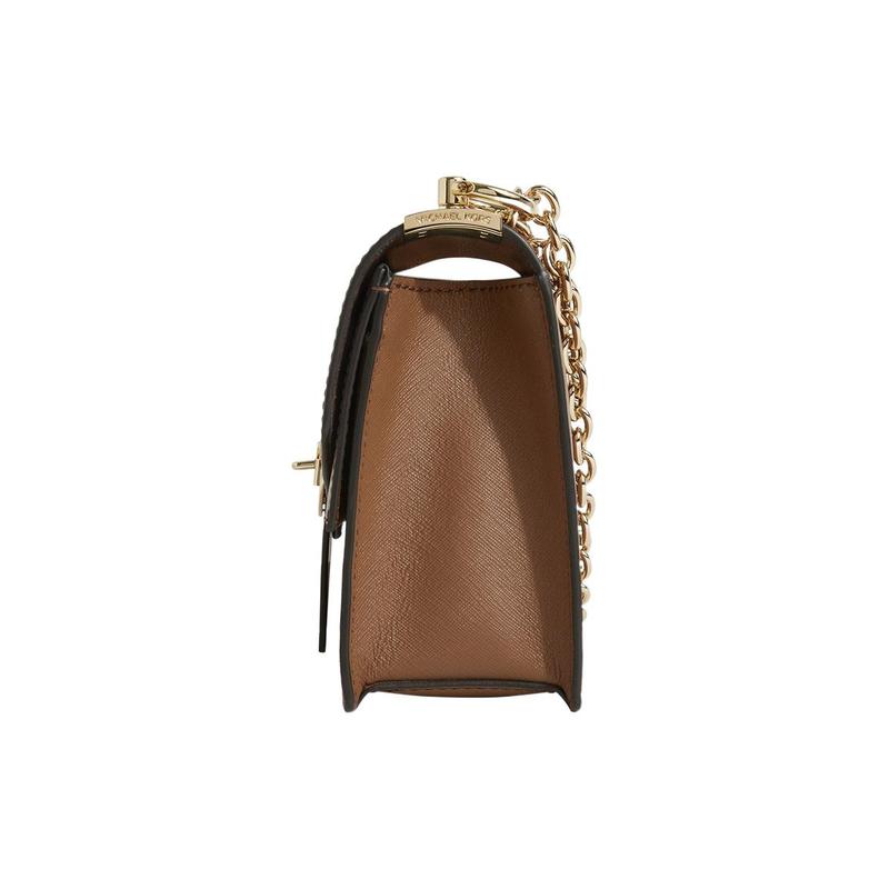 MICHAEL KORS Greenwich chain element letter LOGO flap cow leather envelope bag crossbody bag shoulder bag small size women's brown