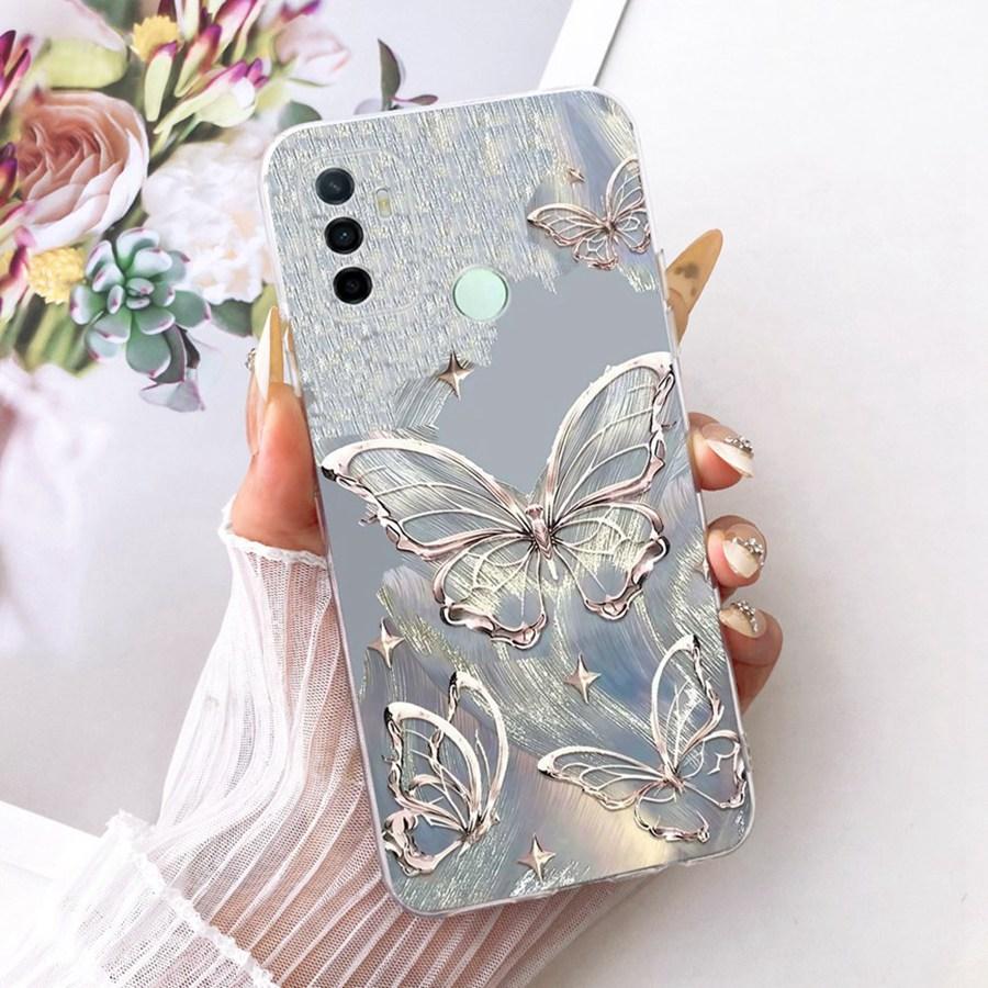 For OPPO A53 4G Case Soft Silicone TPU Protective transparent  flower Phone Case For OPPOA53 A5 3 4G 2020 CPH2127 Cover Coque