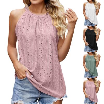 Женская модная универсальная свободная футболка с круглым вырезом и оборками без рукавов на подтяжках